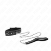 PVC LEDER HALSBAND MIT STRASS-STEINEN UND 105 CM LEINE 41,5 X 4 CM