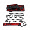 CHOKER AUS SPITZE MIT ECHTLEDER-VERSCHLUSS UND LEINE 105 CM / 44 X 5,5 CM